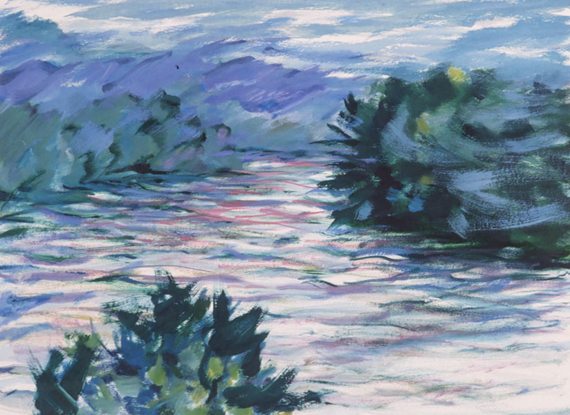River Afternoon, oil on paper, 22"x30"