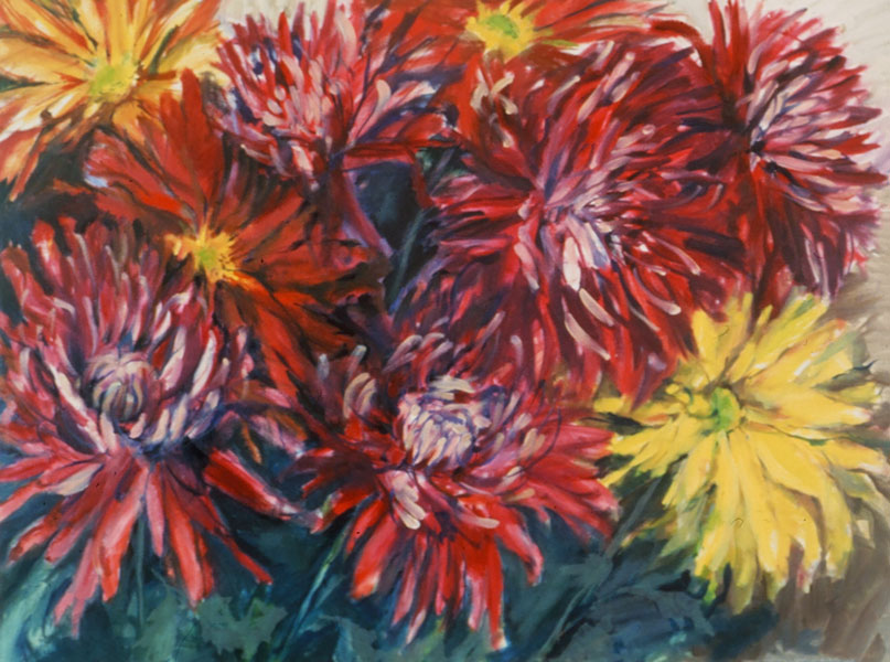 Yellow Chrysanthemum, oil on canvas, 30"x40"