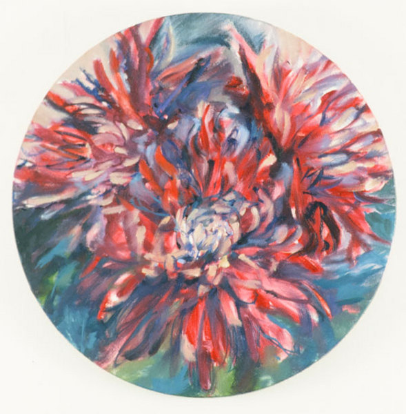 Chrysanthemum Series III, oil, 16" diameter