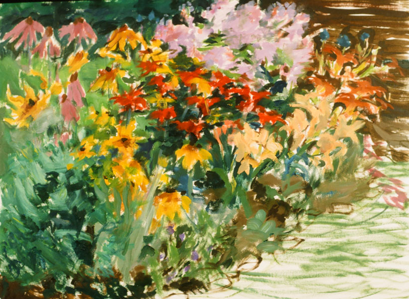 Stephanie's Garden II, oil on treated paper, 22"x30"